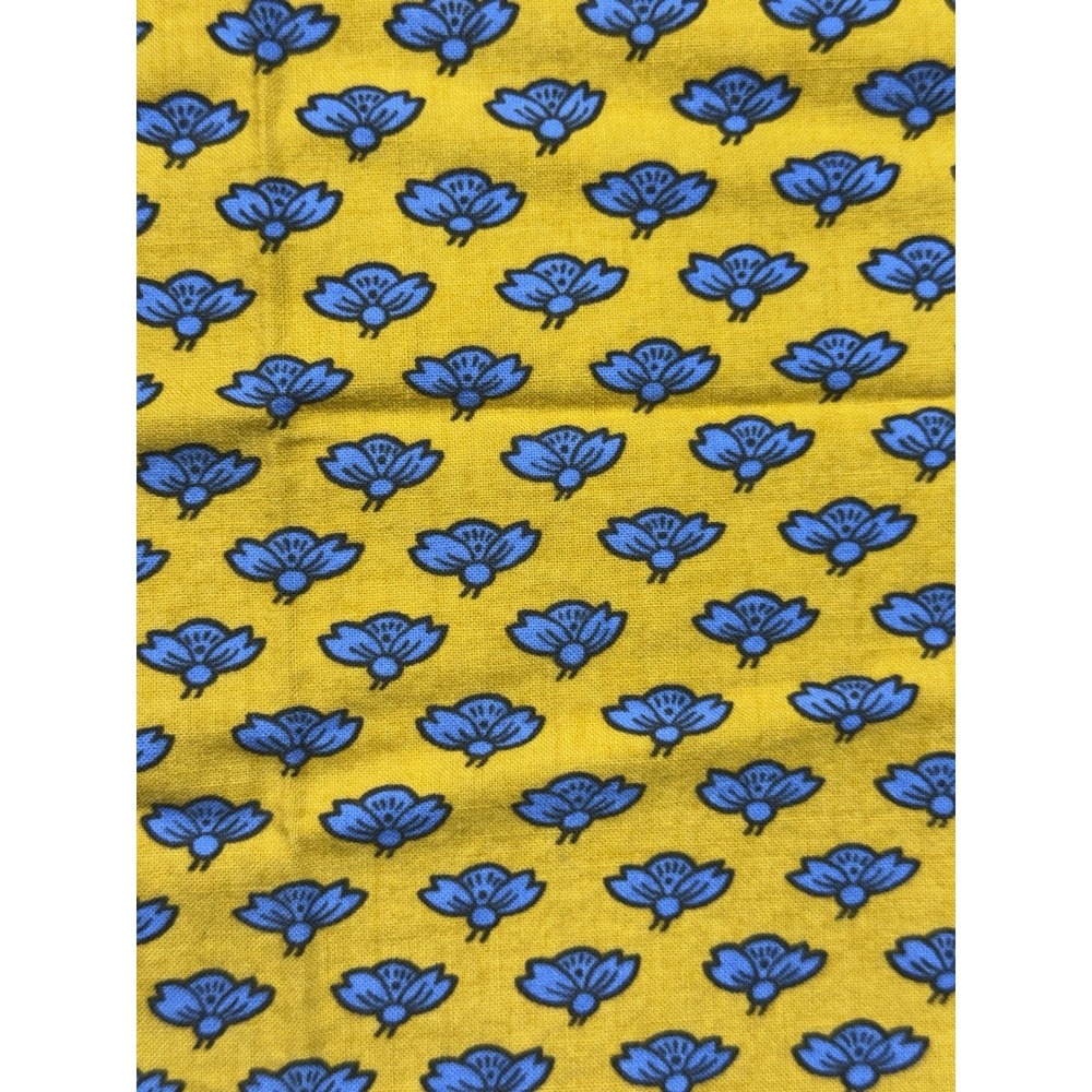 Set of 4 Cloth Napkins Bright Yellow Blue Floral 20x18 Retro Old Farmhouse